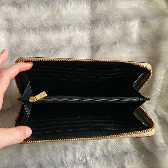 Brand New Coach Leather Accordion Zip Wallet - Cream & Tan - Picture 5 of 7